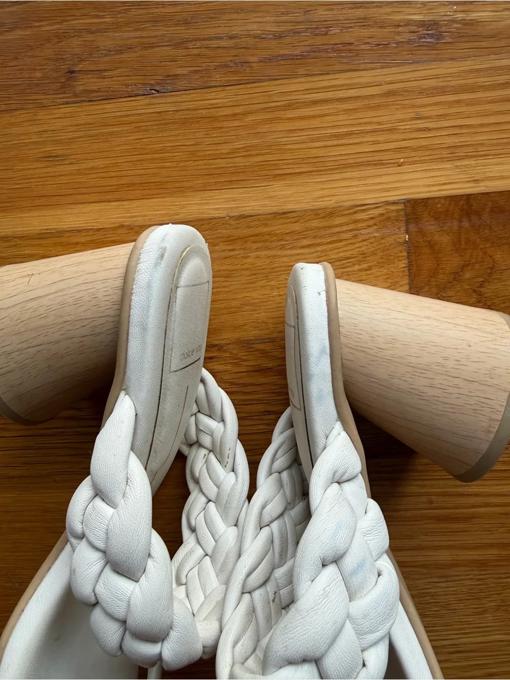 Dolce Vita Braided Strap Block Heel Slide Sandals Ivory/Cream Size 6.5